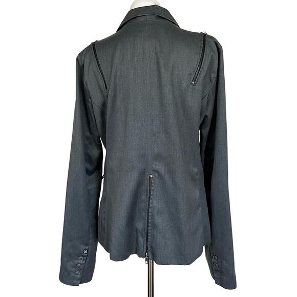 Chor Women’s Jacket Blazer Gray 3-Button Pockets Accent Zippers Wool Blend Sz L - Picture 5 of 9